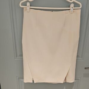 White House Black Market Cream Pencil Skirt Knee-Length